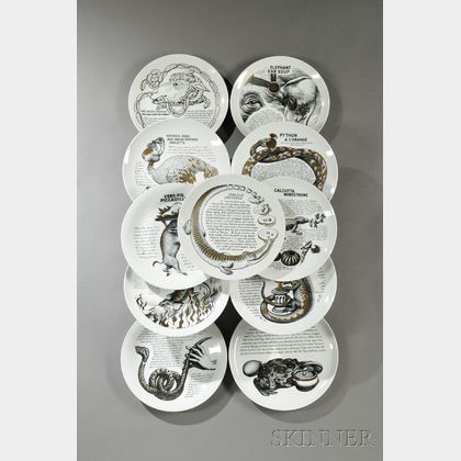 Eleven Fornasetti for Fleming Joffe Cook Plates 