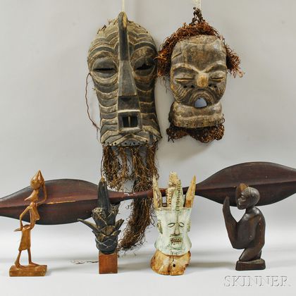 Seven Carved Wood Items