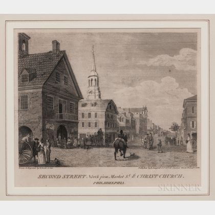 William Russell Birch (Anglo/American, 1755-1834) Second Street North from Market Street with Christ Church Philadelphia