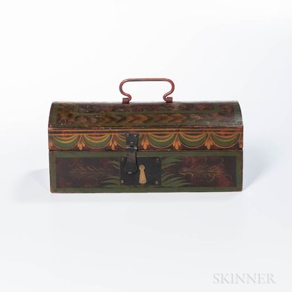 Stenciled and Grain-painted Dome-top Pine Document Box