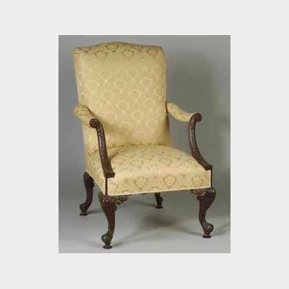 George II Style Carved Mahogany Library Chair