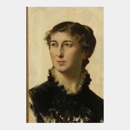Xavier Alphonse Monchablon (French, 1835-1907) Female Portrait Sketch