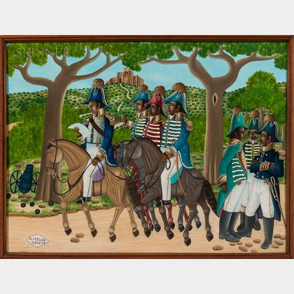 Jean Claude Severe (Haitian, 20th Century) 18th Century Haitian Soldiers on Horseback