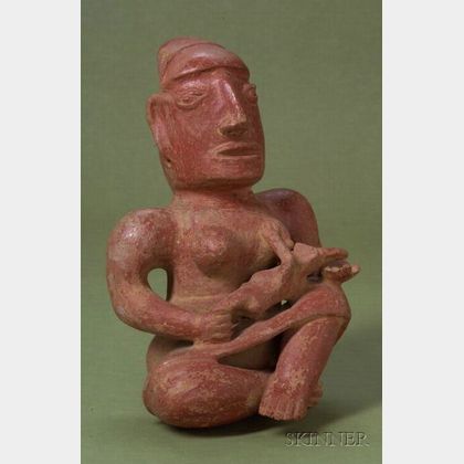 Pre-Columbian Painted Pottery Maternity Figure