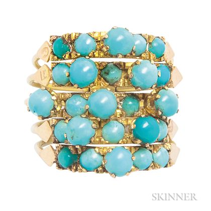 Gold and Turquoise Harem Ring