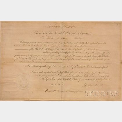Abraham Lincoln Signed April 16, 1863 Presidential Appointment