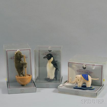 Three Steiff "Museum Collection" Plush Replica Animals in Original Boxes