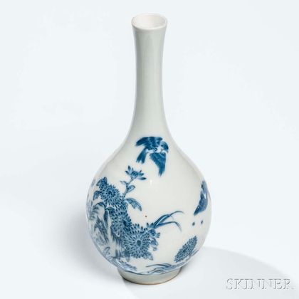 Blue and White Porcelain Bottle Vase