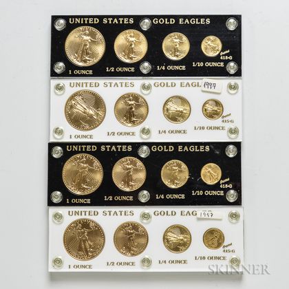 Four 1997 American Gold Eagle Four-coin Sets