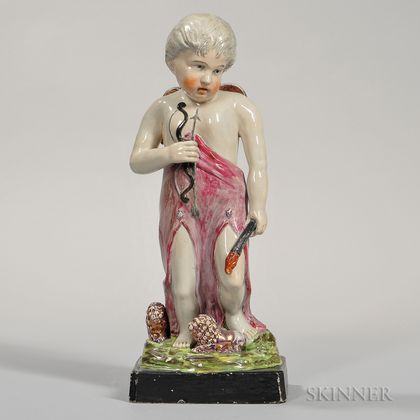 Pink Lustre-decorated Pearl-glazed Earthenware Cupid