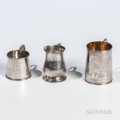 Three Georgian Silver Canns