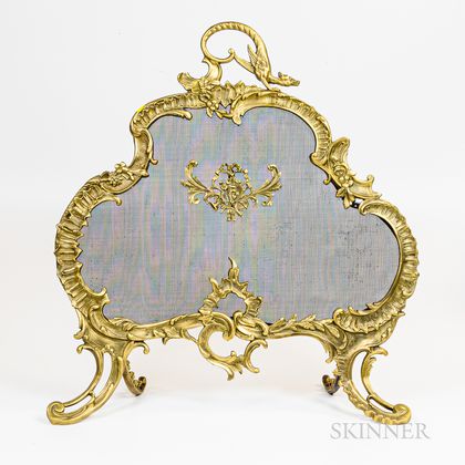 Rococo-style Brass Firescreen