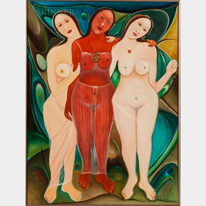 Fritzner Alphonse (Haitian, 1938-2006) Three Muses