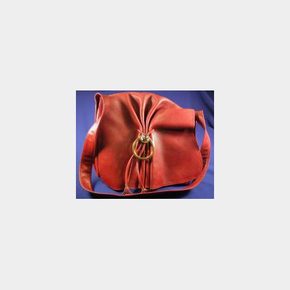 Wine Leather, Brass, and Enamel Shoulder Bag, Gucci