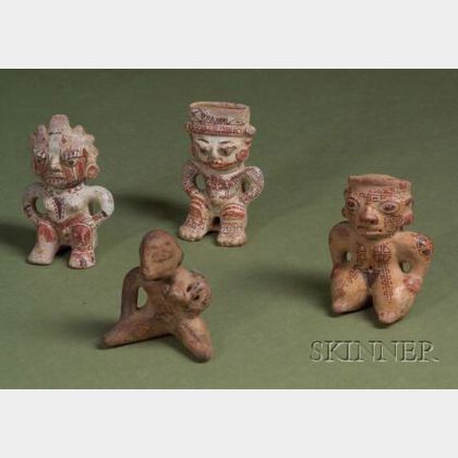 Four Pre-Columbian Painted Pottery Figures