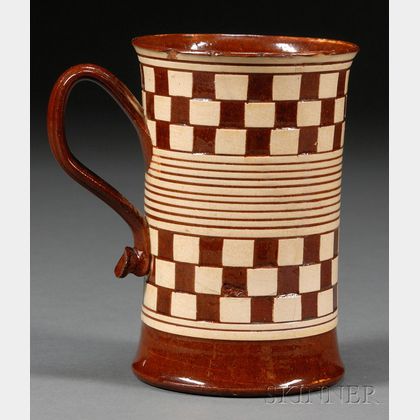 Checkered Red Earthenware Pint Mug