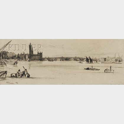 James Abbott McNeill Whistler (American, 1834-1903) Lot of Two Thames Views: Thames Warehouses