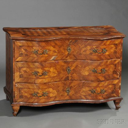 Baroque Parquetry and Walnut-veneer Chest of Drawers