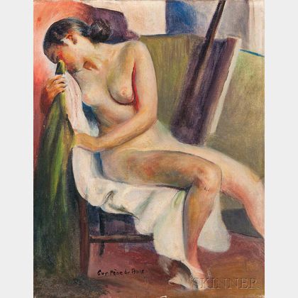 Guy Pène Du Bois (American, 1884-1958) Female Nude in Chair