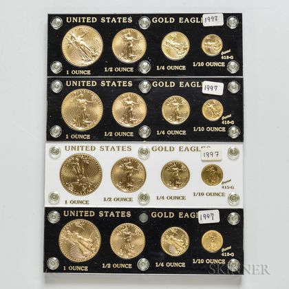 Four 1997 American Gold Eagle Four-coin Sets