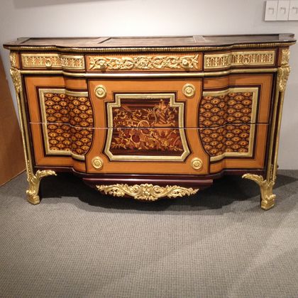 Regency-style, Gilt-metal-mounted, and Marquetry Commode