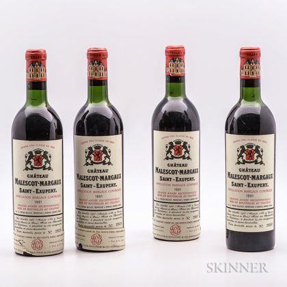 Chateau Malescot St. Exupery 1961, 4 bottles 