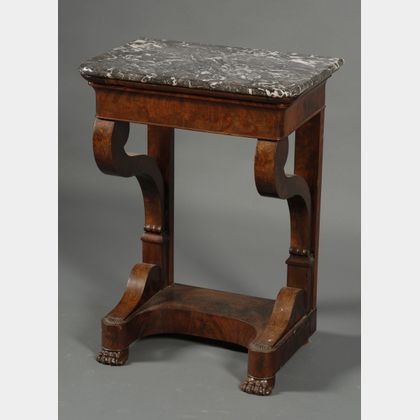 Empire Marble-top Carved Mahogany and Veneer Wash Stand