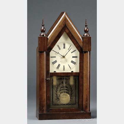 Mahogany Sharp Gothic Steeple Clock by C. Goodrich