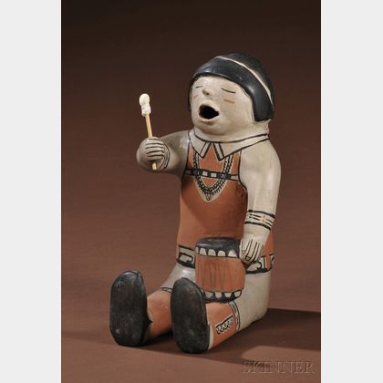 Cochiti Painted Pottery Drummer by Helen Cordero