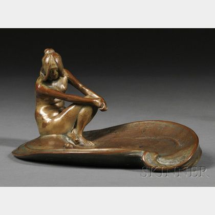 Art Nouveau Figural Bronze Vide Poche