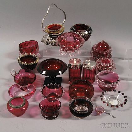Twenty Ruby Glass Salts and Shakers