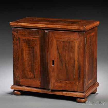 German Marquetry and Walnut Table Cabinet