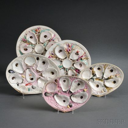 Five Porcelain Oyster Plates