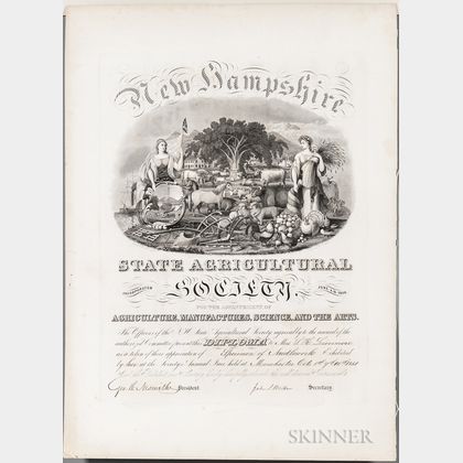 New Hampshire State Agricultural Society; State Fair Award for Needlework, Manchester, New Hampshire, October 1851.