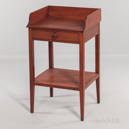 Shaker Red-painted Maple Washstand with Shelf