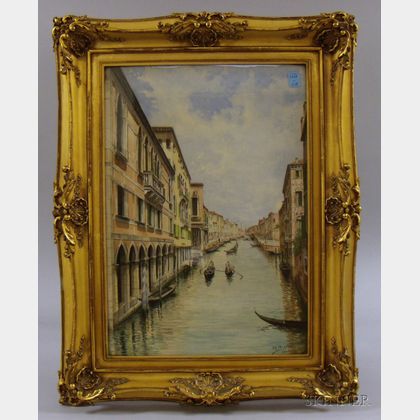 Framed 20th Century Continental School Watercolor on Paper Venetian Scene