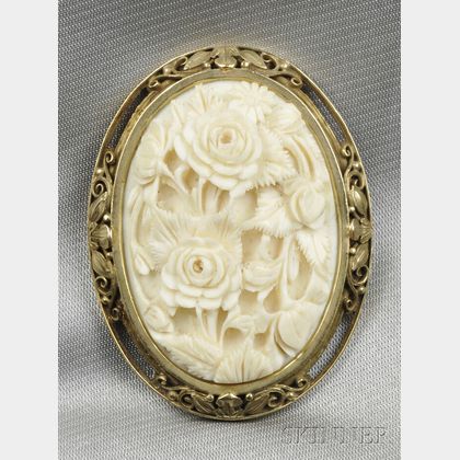 Arts & Crafts Ivory Brooch