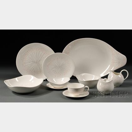 Ninety-two Pieces of Hallcraft Dinnerware in the Dawn Pattern