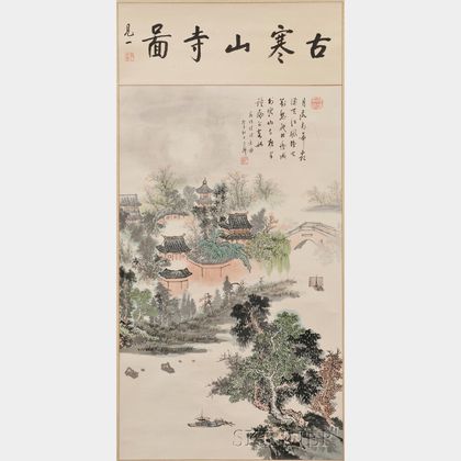 Painting of Hanshan Temple with Calligraphy
