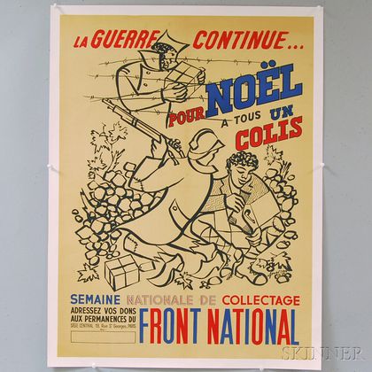 French WWII La Guerre Continue...Pour Noel a Tous un Colis, Front National