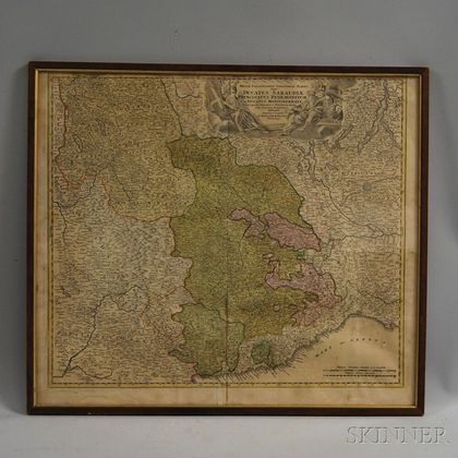 Framed Antique Map of Regional Italy