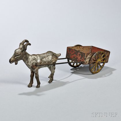 Tinned Sheet Iron Toy Goat and Cart