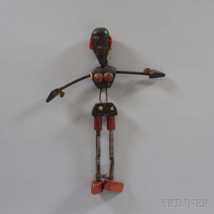 Carved and Painted Wood and Wire Dancing Figure. Estimate $200-250