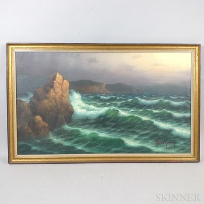 Alex Brickman (American, 1900-1954) Waves on a Rocky Coast