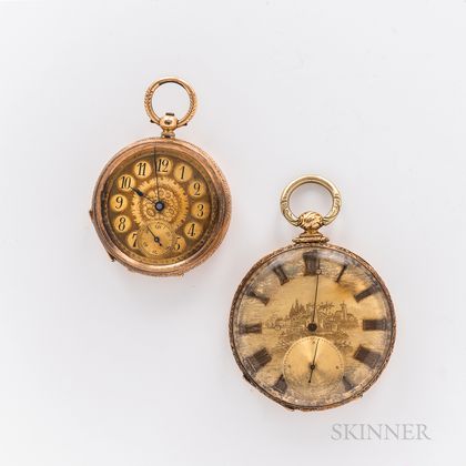 Two Gold European Open-face Watches