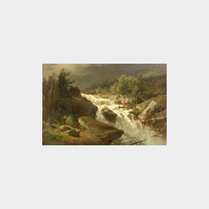 Albert Bierstadt (German/American, 1860-1902) The Cascades, A Western Landscape