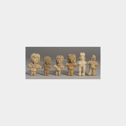 Six Pre-Columbian Pottery &#34;Pretty Lady&#34; Figures