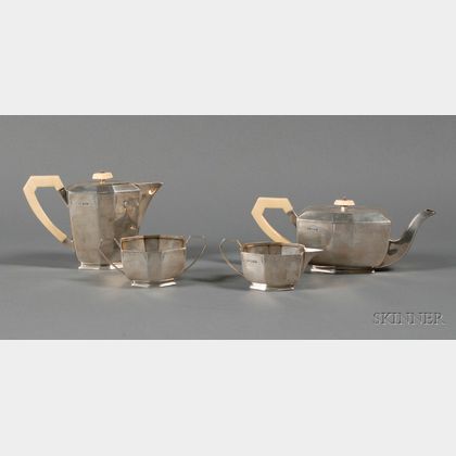 Four Piece Edward VI Art Deco Sterling Tea and Coffee Service