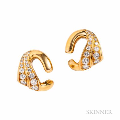 18kt Gold and Diamond Earrings, Bulgari
