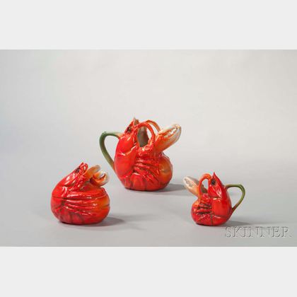 Three Pieces of Royal Bayreuth Porcelain Lobster Ware